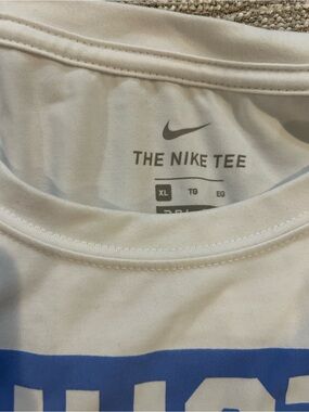 Nike White Long Sleeve Tee with Blue Graphic